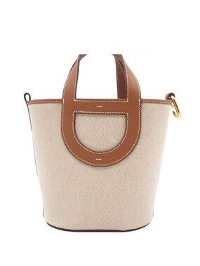 Hermes in the Loop 18 Ecru Gold Toile H Swift Handbag